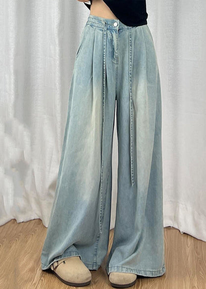 Boutique Blue High Waist Pockets Wide Leg Jeans