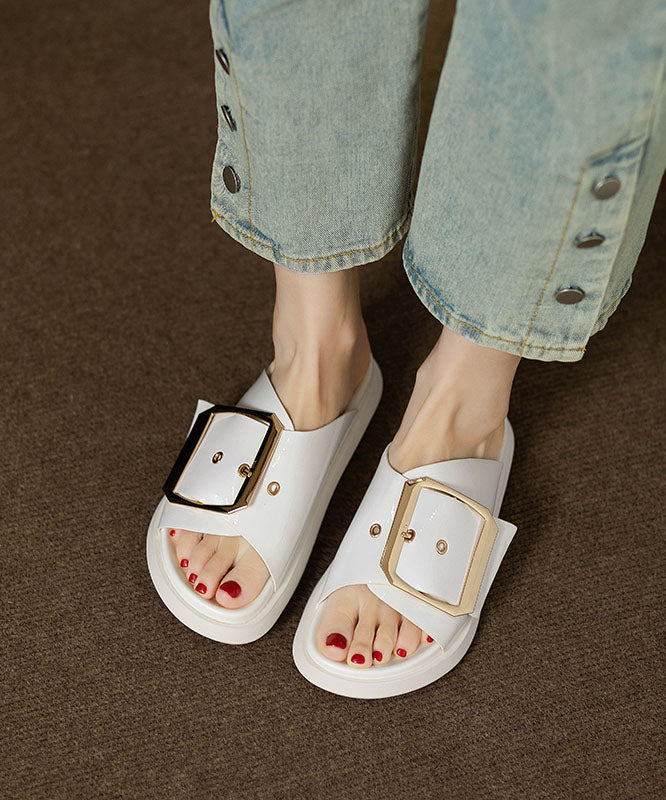 Comfy Black Splicing Platform Slide Sandals