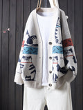 Cute Cat Pattern Loose Fit Comfy Knit Cardigan elevenforest