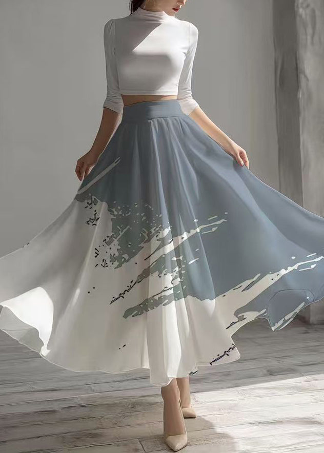 Mixed Color Exra Large Hem Draping Chiffon Skirts Summer