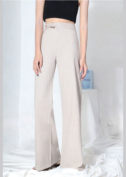Beige High Waist Wide Leg Summer Pants