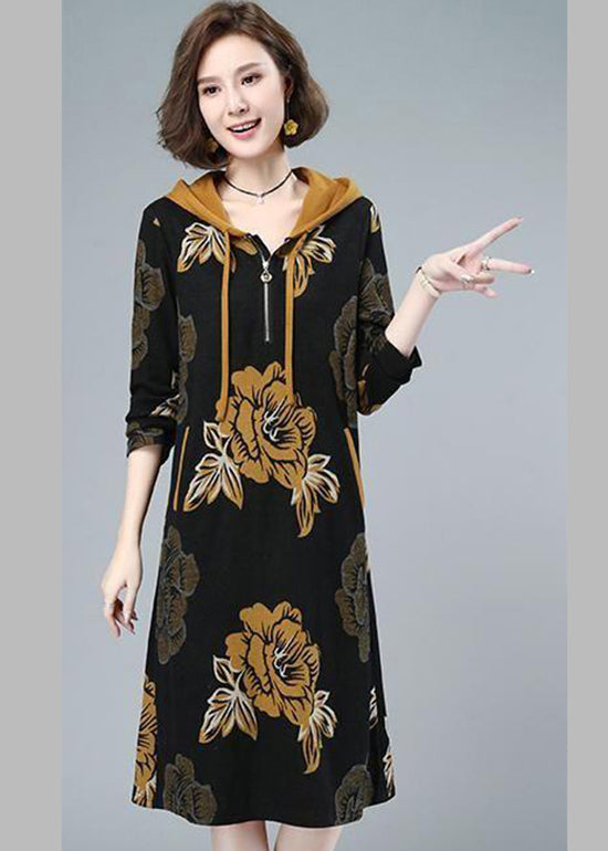 Cinched Velour Hooded Dress Fall