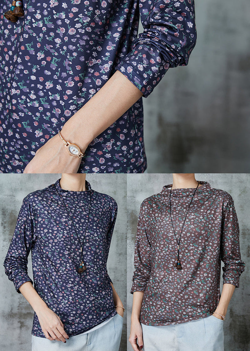 Blue Print Cotton Shirt Spring