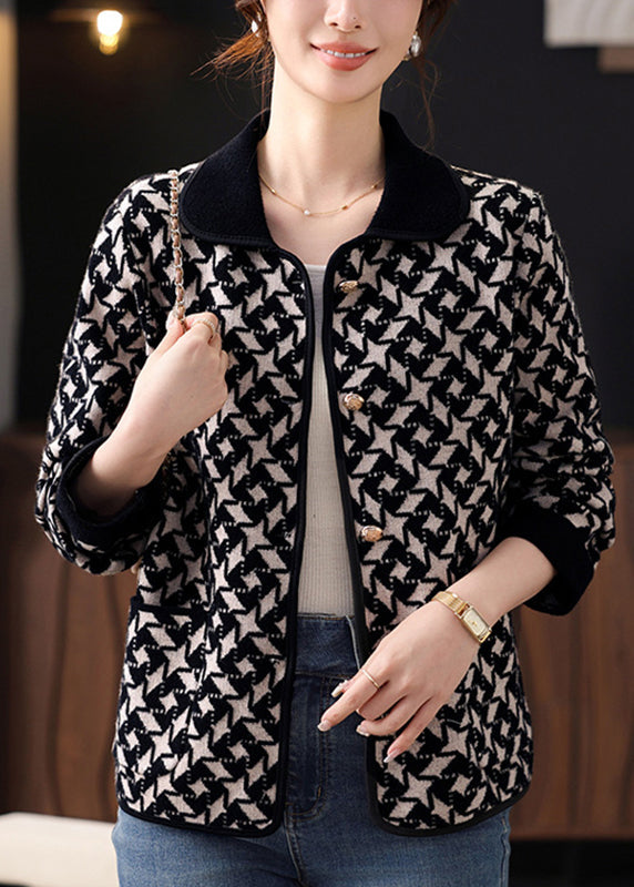 Black Knit Cardigans Peter Pan Collar Fall Fall