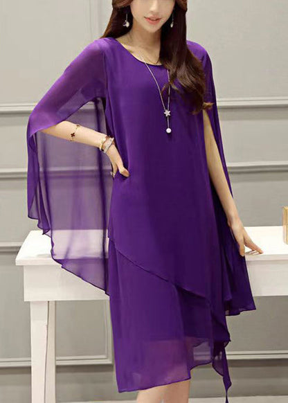 Black O Neck Chiffon Cape Dresses Summer