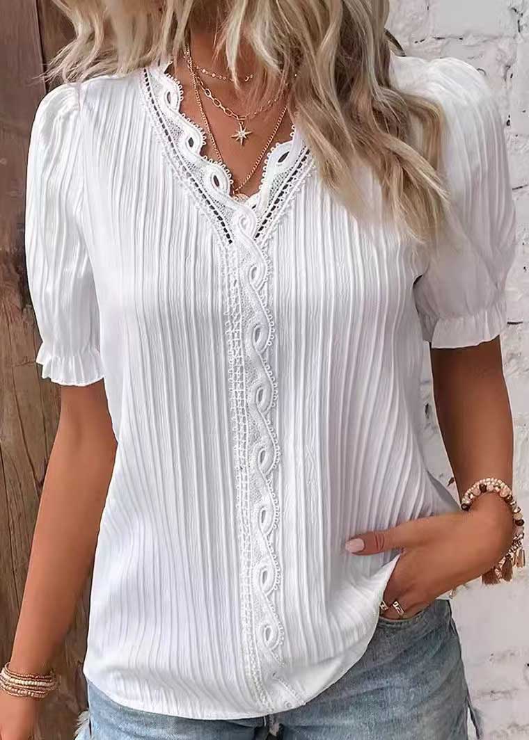 Color Hollow Out Spandex Shirts Summer