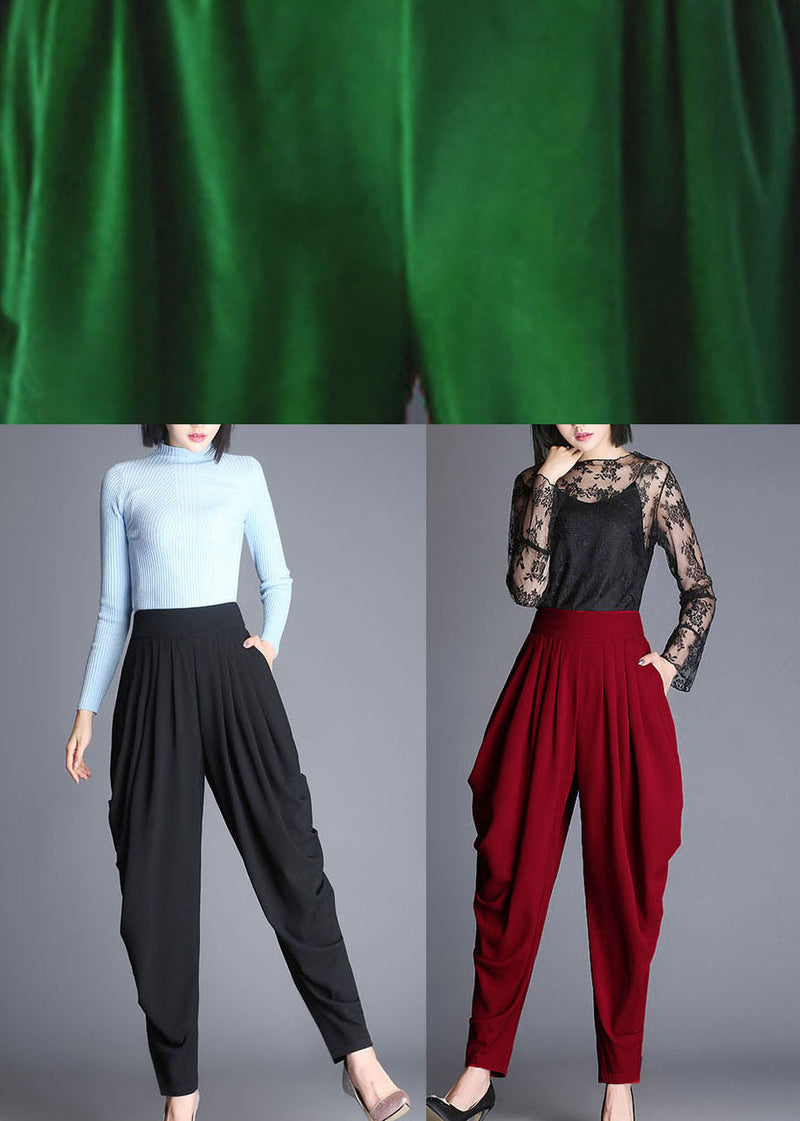 Red High Waist Pockets Jogging Fall Pants
