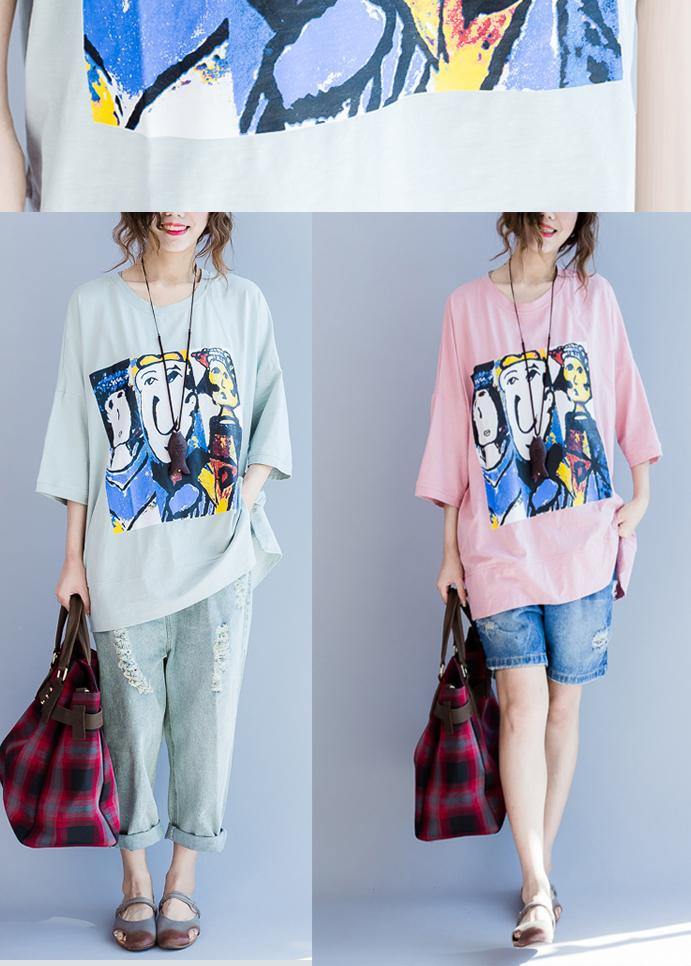 Pink Graphic Half Sleeve Cotton Summer Top
