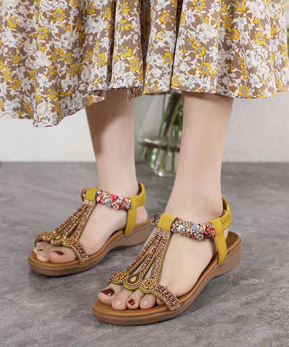 Yellow Soft Splicing Wedge Best Beach Sandals for Walking