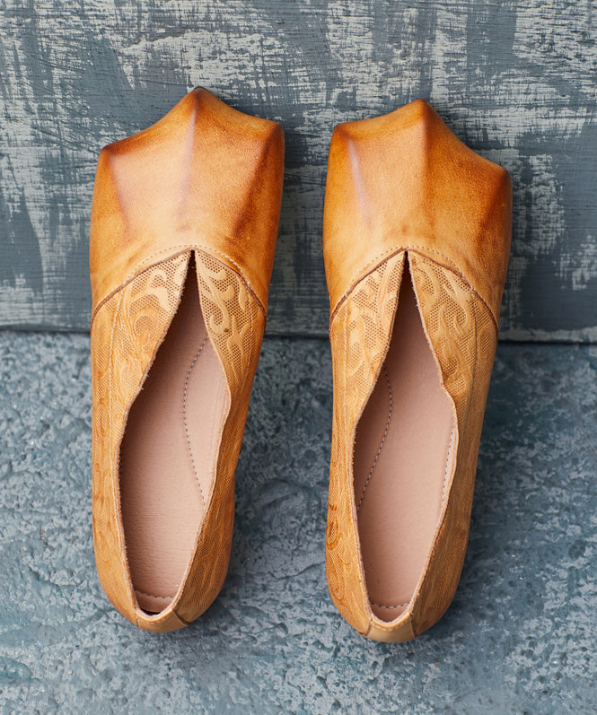 Yellow Splicing Flats Flat Shoes for