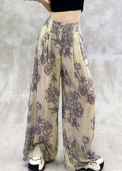 Modern Print Pockets Elastic Waist Pants Summer