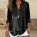 Cute Sashiko Cat Japanese Art Cozy Linen Tunic elevenforest
