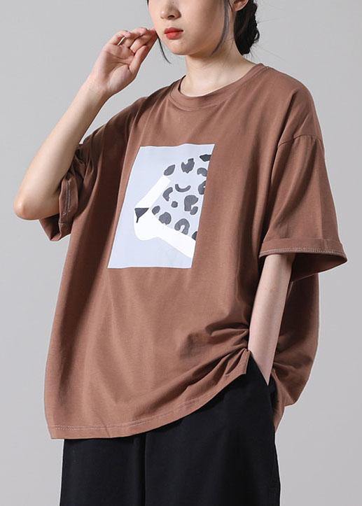 Chocolate Print Cotton Short Sleeve Summer Shirt Tops
