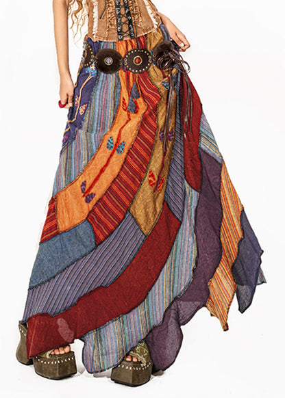 Rainbow Asymmetrical Print a Line Skirts