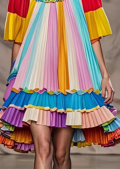 Rainbow Exra Large Hem Chiffon Tea Dresses Summer