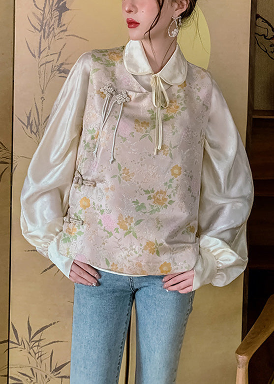 O-neck Print Neck Tie Button Waistcoat Spring
