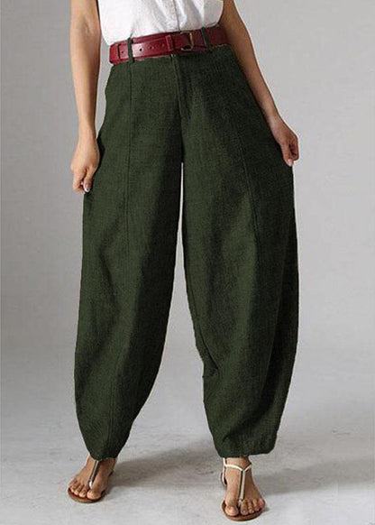 High Waist Button Color Harem Pants With Pocket