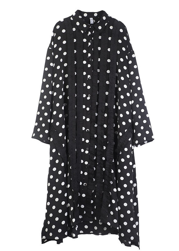 Black Dot Peter Pan Collar Print Shirts Dresses Spring