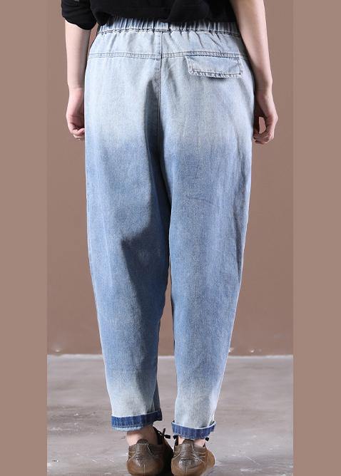 Modern Light Blue Trousers Thin Spring Pockets Sewing Pants
