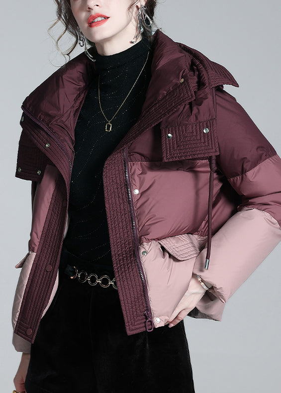 Mulberry Zip Up Pockets Duck Down Puffer Jacket Winter