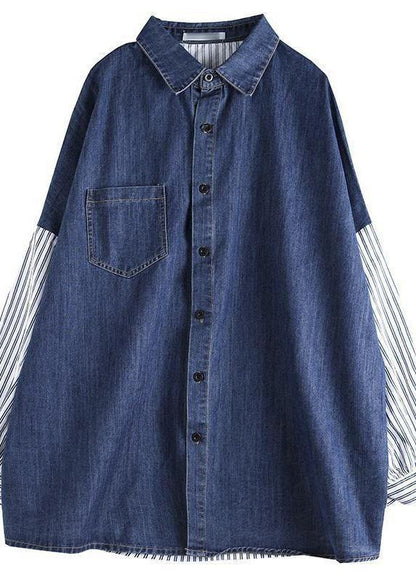 Organic Patchwork Shirts Denim Blue Tops