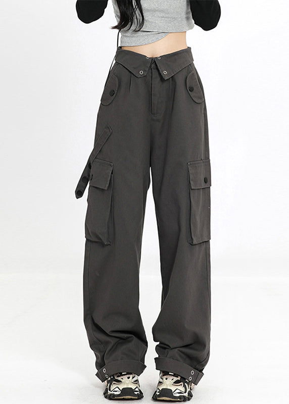 Stylish Red Pockets High Waist Denim Pants Spring