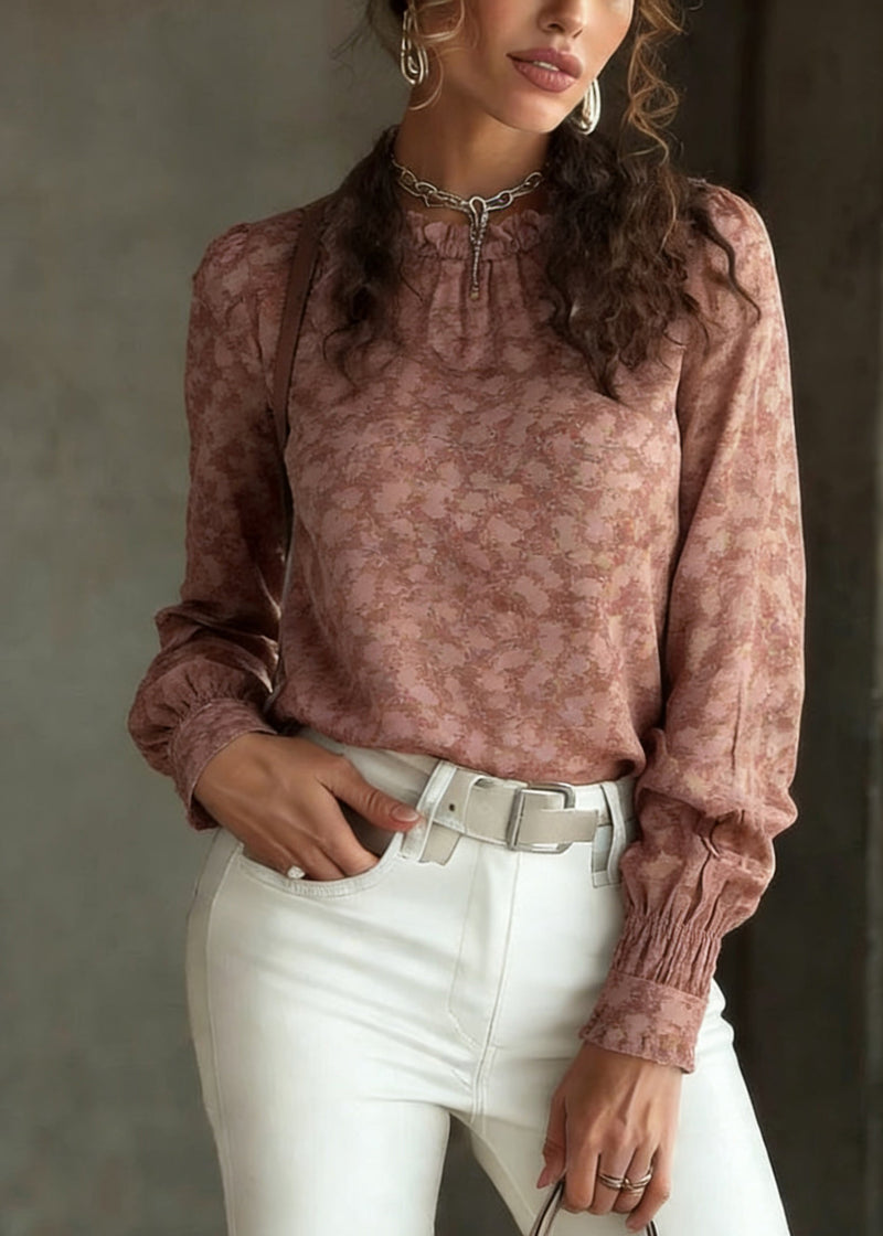 Ruffled Patchwork Print Shirt Spring