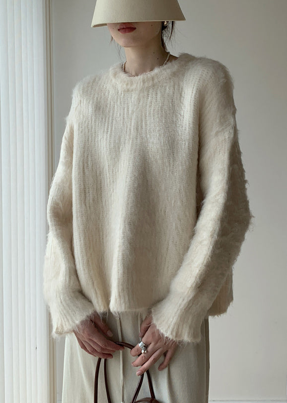 Grey Cozy Warm Knit Winter Sweaters O-neck