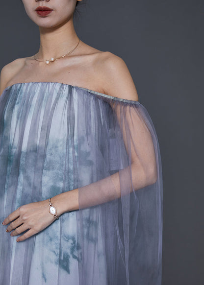 Cold Shoulder Tie Dye Tulle Holiday Dress Spring