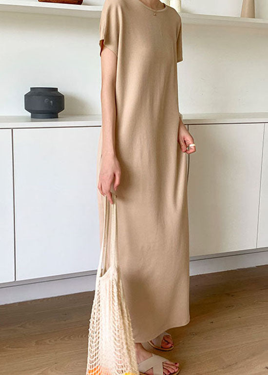 Diy Beige Front Back Wear on Both Sides Knit Dresses Summer