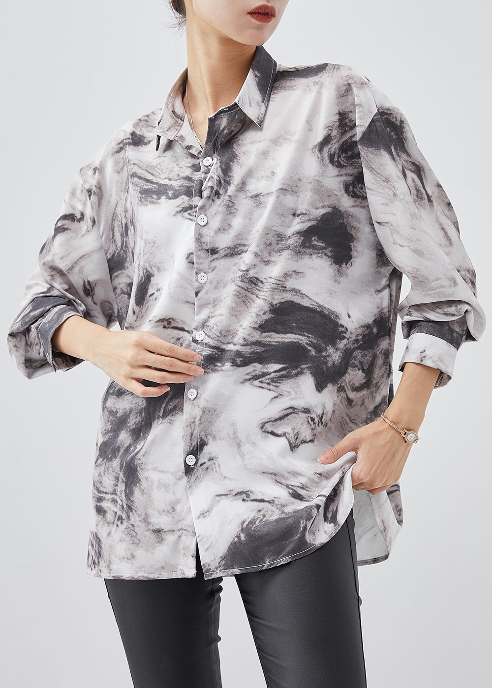 White Oversized Tie Dye Cotton Top Spring