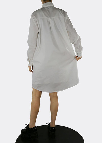 White Peter Pan Collar Button Shirt Dress Spring