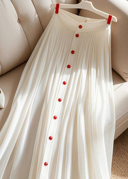 Art White High Waist Pleated Skirt Summer