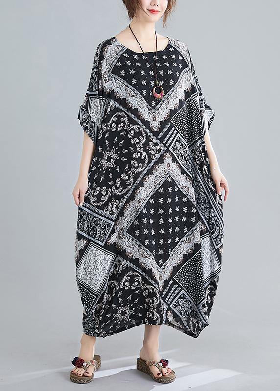 O Neck Summer Quilting Dresses Photography Black Print Traveling Dress