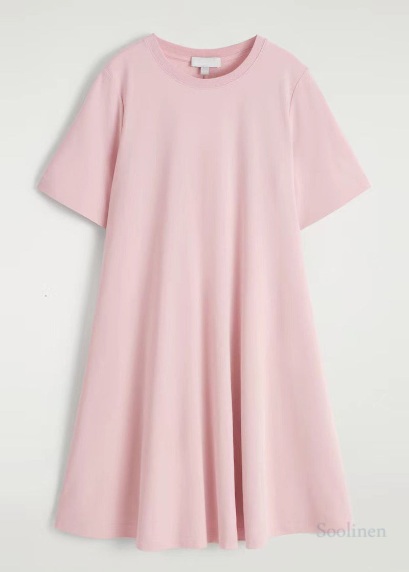 Diy Pink Oversized Cotton Tea Dress Summer