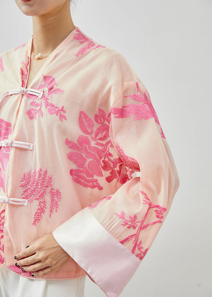 Apricot Embroideried Tasseled Silk Shirts Fall