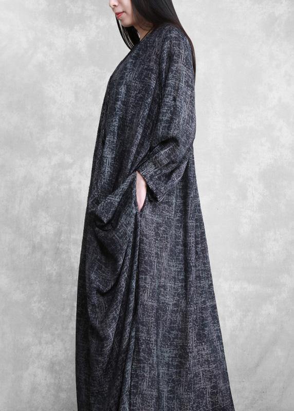 Dark Gray Linen Maxi Dress Spring Outfits