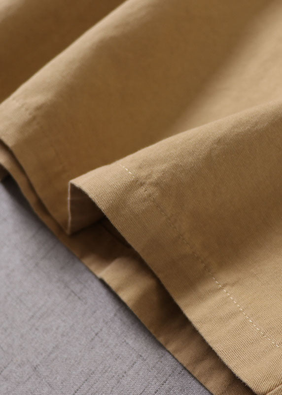 Khaki Cinched Patchwork Cotton Dress Spring