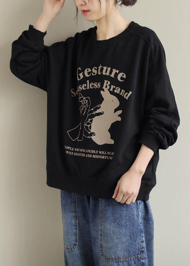 O Neck Spring Shirts Black Letter Blouses