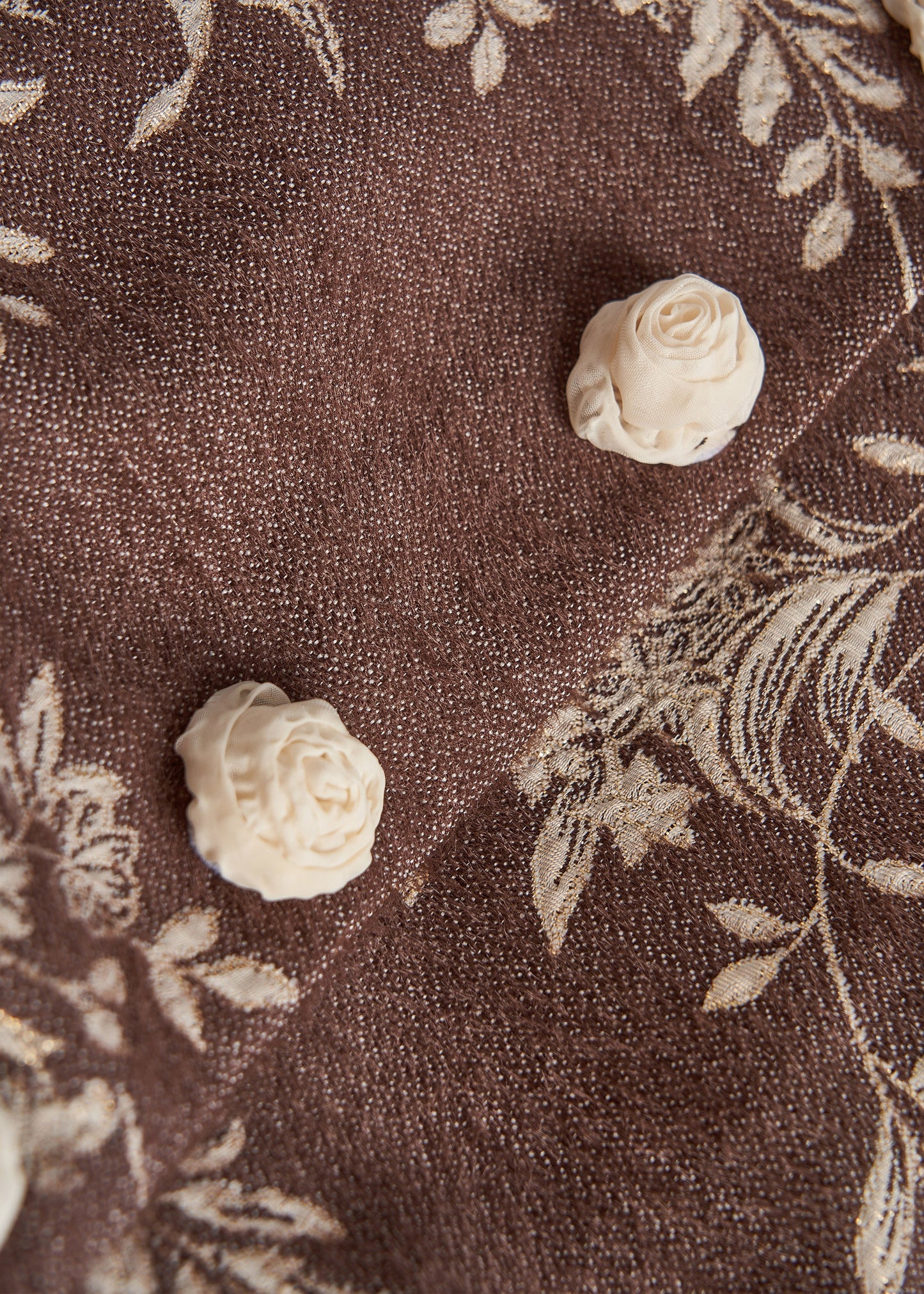 Brown Embroidered Decorated Cotton Jackets Fall