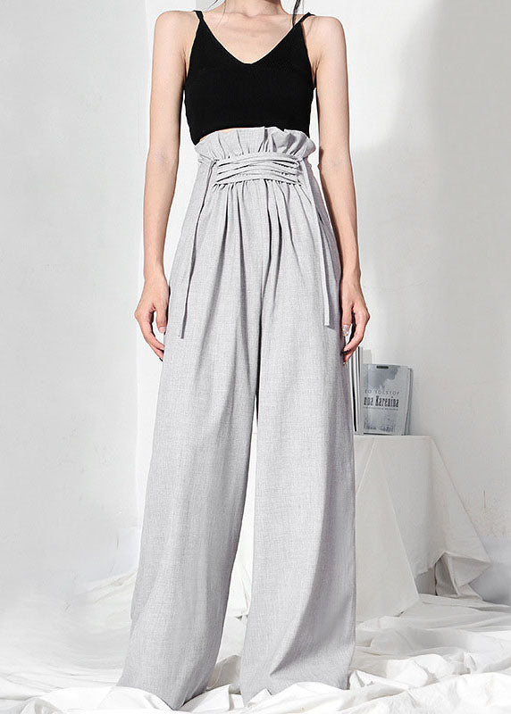 Simple Grey High Waist Wide Leg Pants