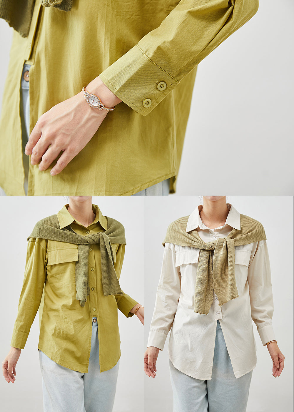 Green Oversized Gift Shawl Cotton Shirts Fall