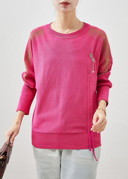 Rose Drawstring Knit Sweater Tops Spring