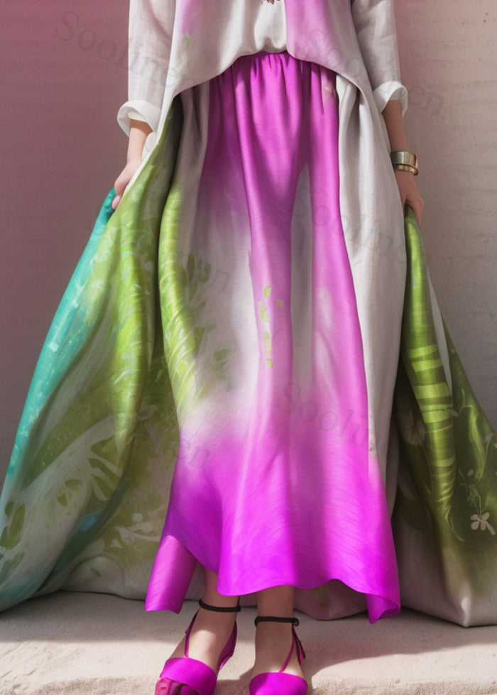 Gradient Color Exra Large Hem Silk Beach Dress Summer