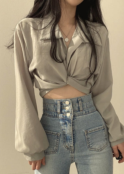 Unique White Peter Pan Collar Shirts Lantern Sleeve