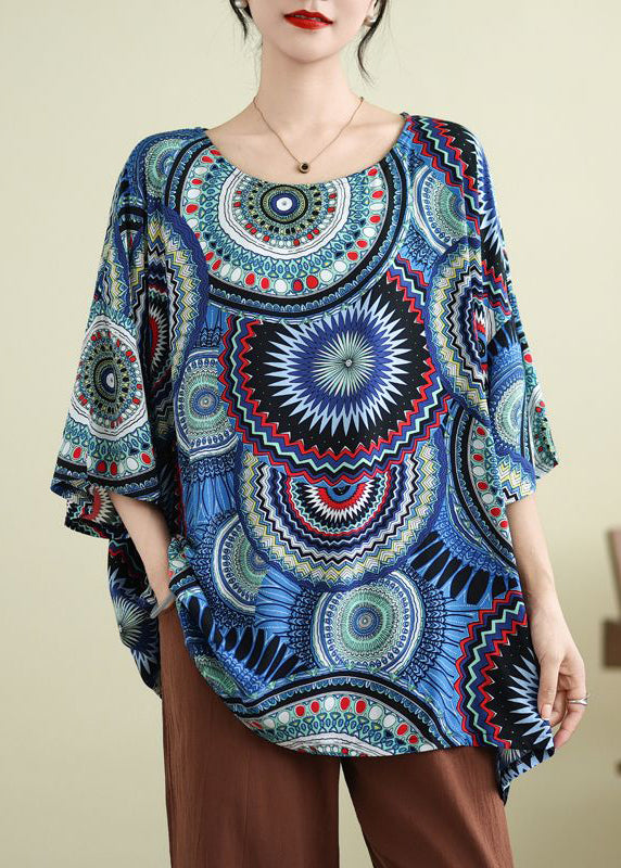 Boutique Red O-neck Print Top Half Sleeve