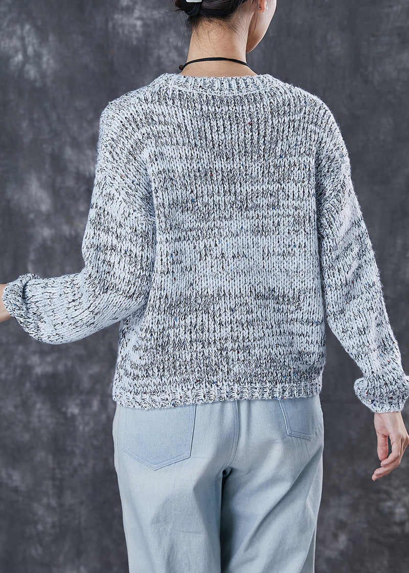 Grey Sequins Chunky Knit Sweaters Winter