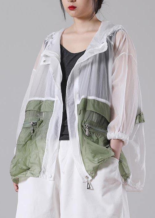 Hot Green Pockets Hooded Upf 50+ Coat Jacket Summer