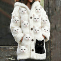 Comstylish White And Black Cat Plush Cardigan