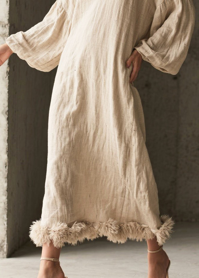 White V Neck Patchwork Faux Fur Maxi Dresses Fall